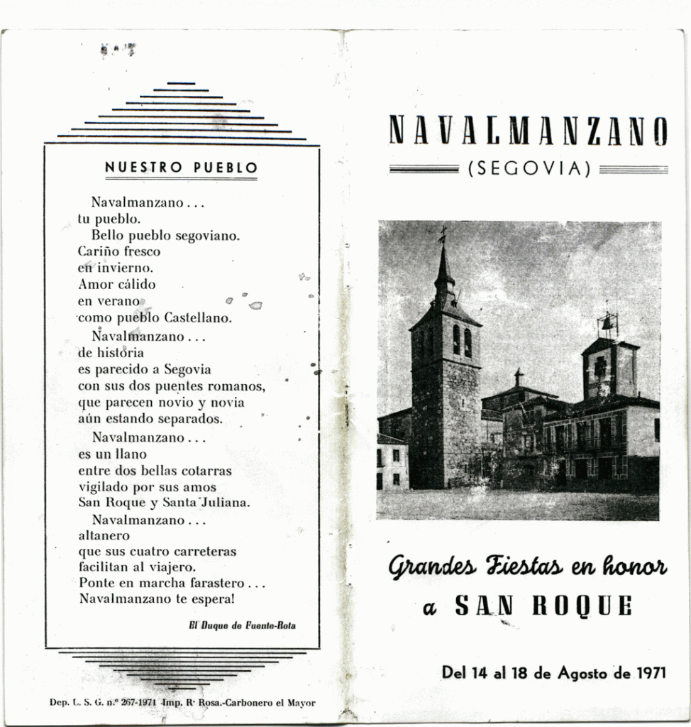 Folleto de San Roque en 1971
