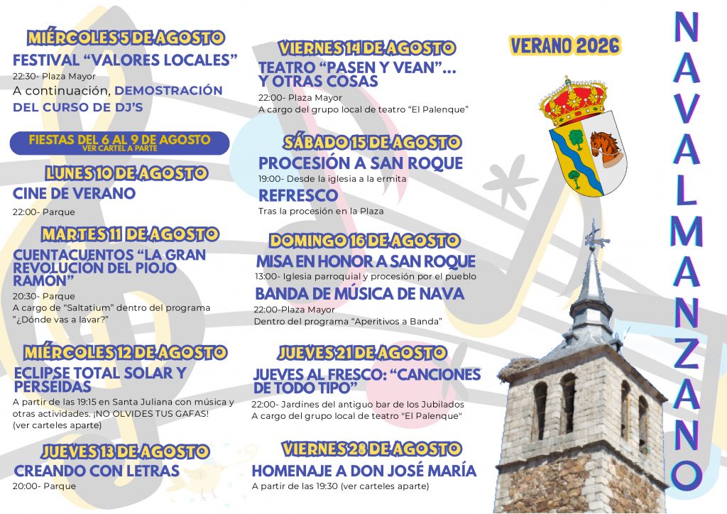 Programación Cultural de Fiestas 2026 - Del 5 al 28 de agosto